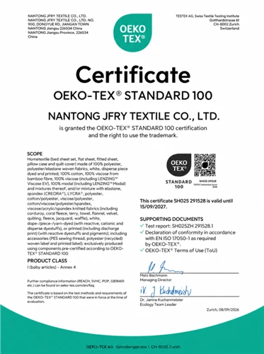 La nostra fàbrica aconsegueix la certificació OEKO-TEX STANDARD 100 per a rob...